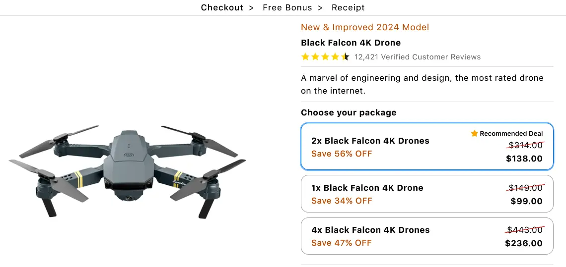 Black Falcon 4k Drone Pricing